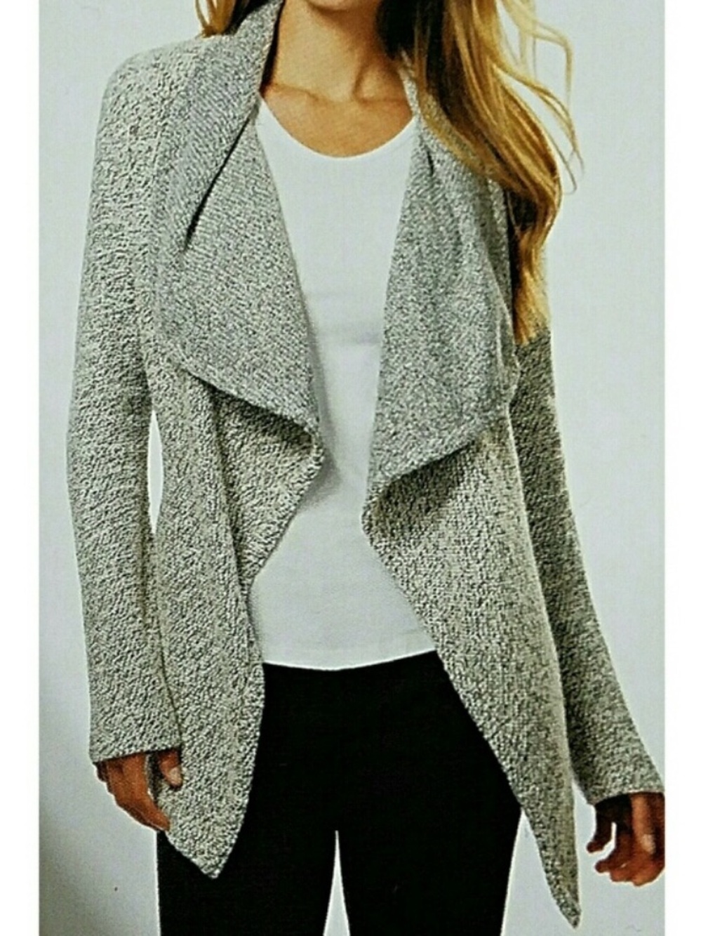 blanc noir Black and Gray Textured Knit Cardigan